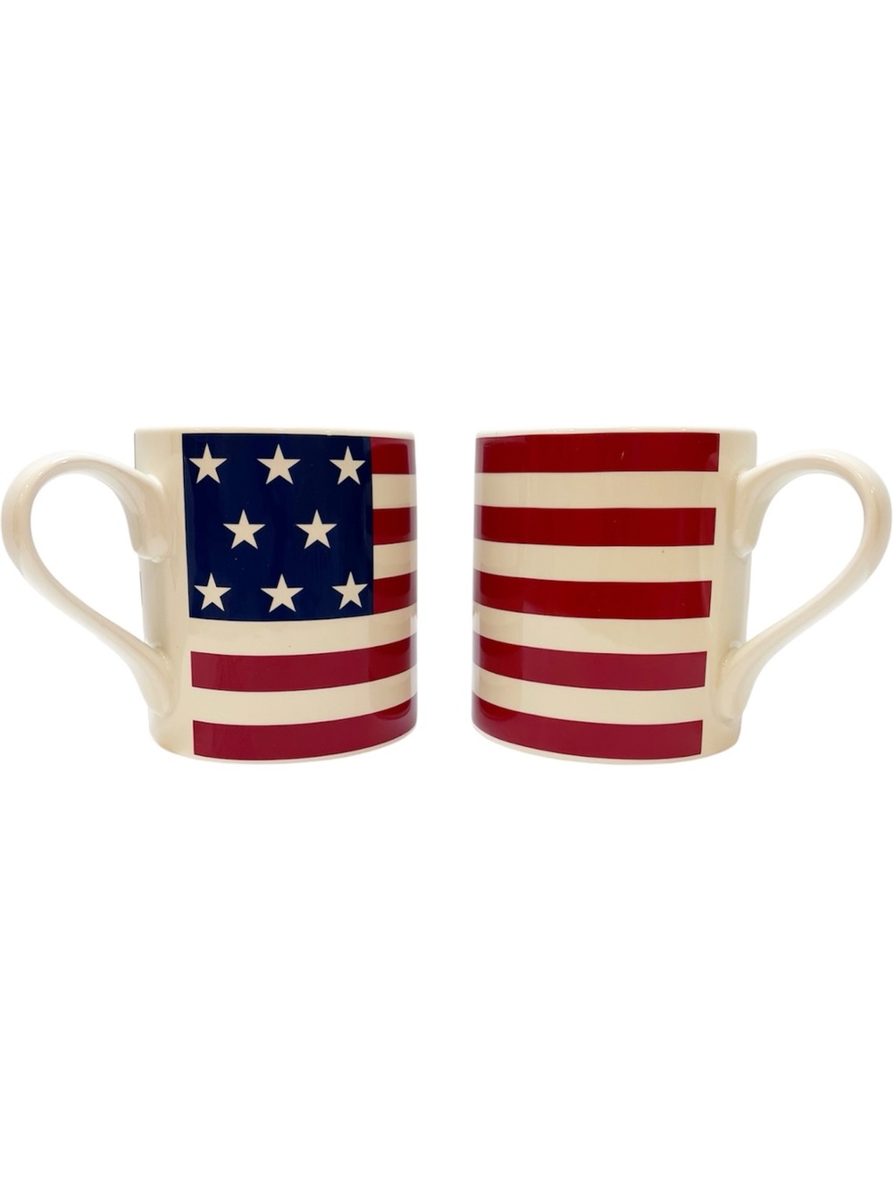Ralph Lauren Hampton’s Flag Americana Ceramic Coffee Mugs Red, White & Blue